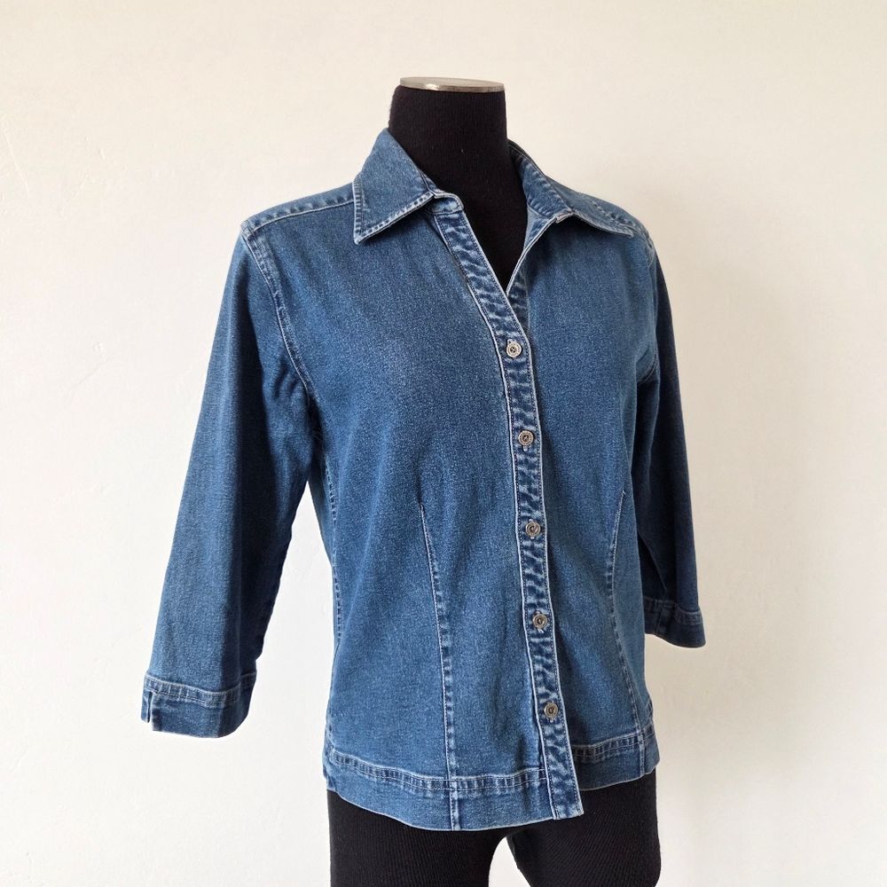 Vintage Eddie Bauer Denim Button Up Shirt Western Retro Country Y2K 90s Small
